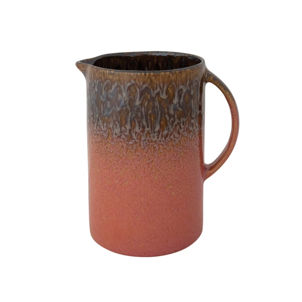 Pink Stoneware Pitcher w/Reactive Glaze