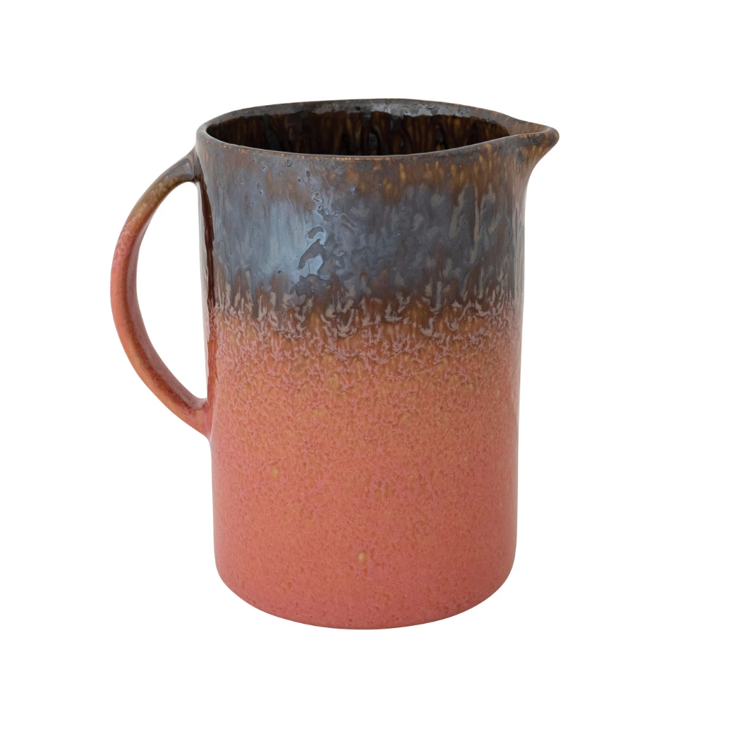 Pink Stoneware Pitcher w/Reactive Glaze