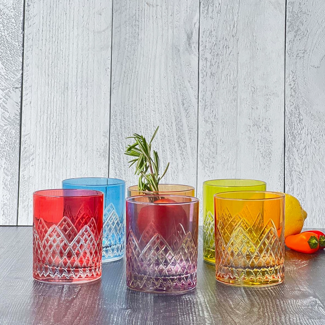 Moroccan Carved Pyramid Tumblers, Set of 6