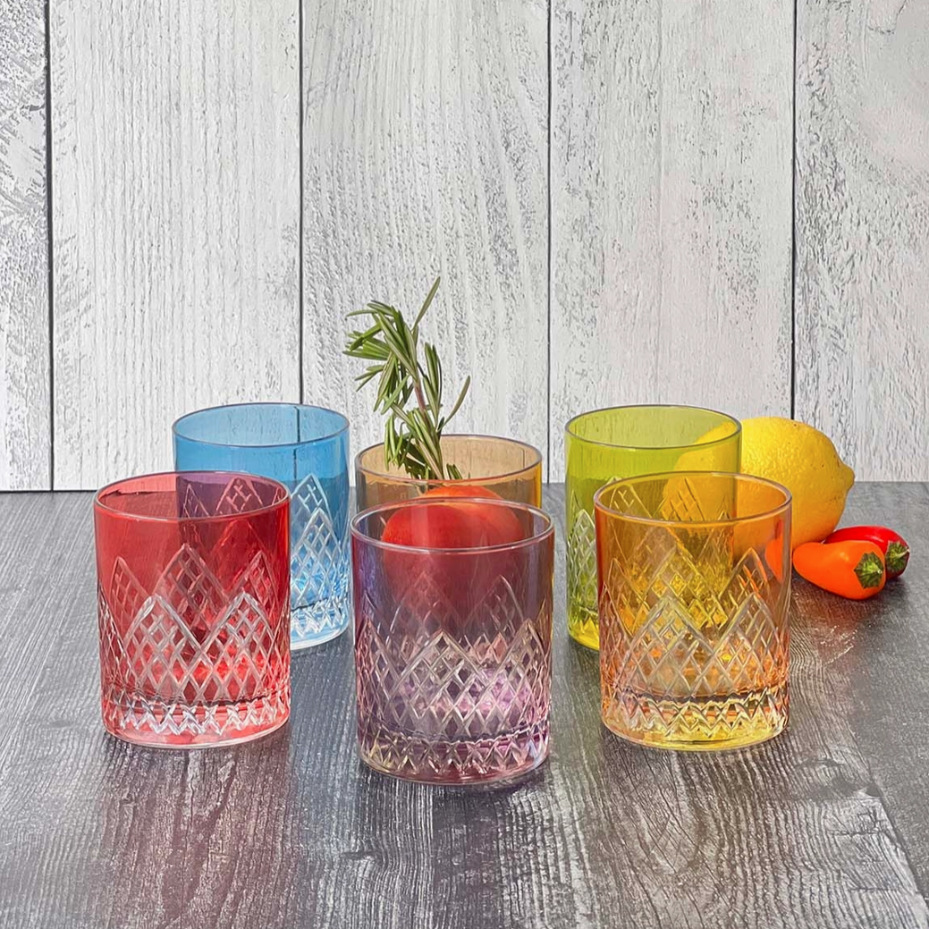 Moroccan Carved Pyramid Tumblers, Set of 6