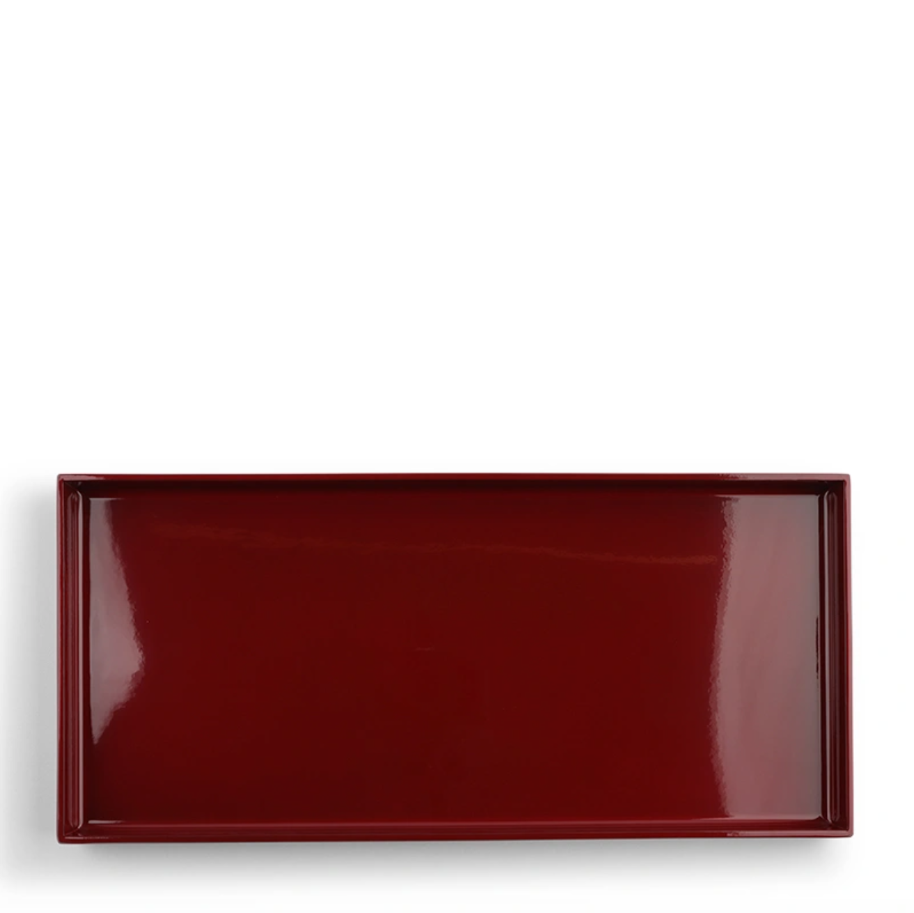 Narrow Rectangular Lacquered Tray, Red