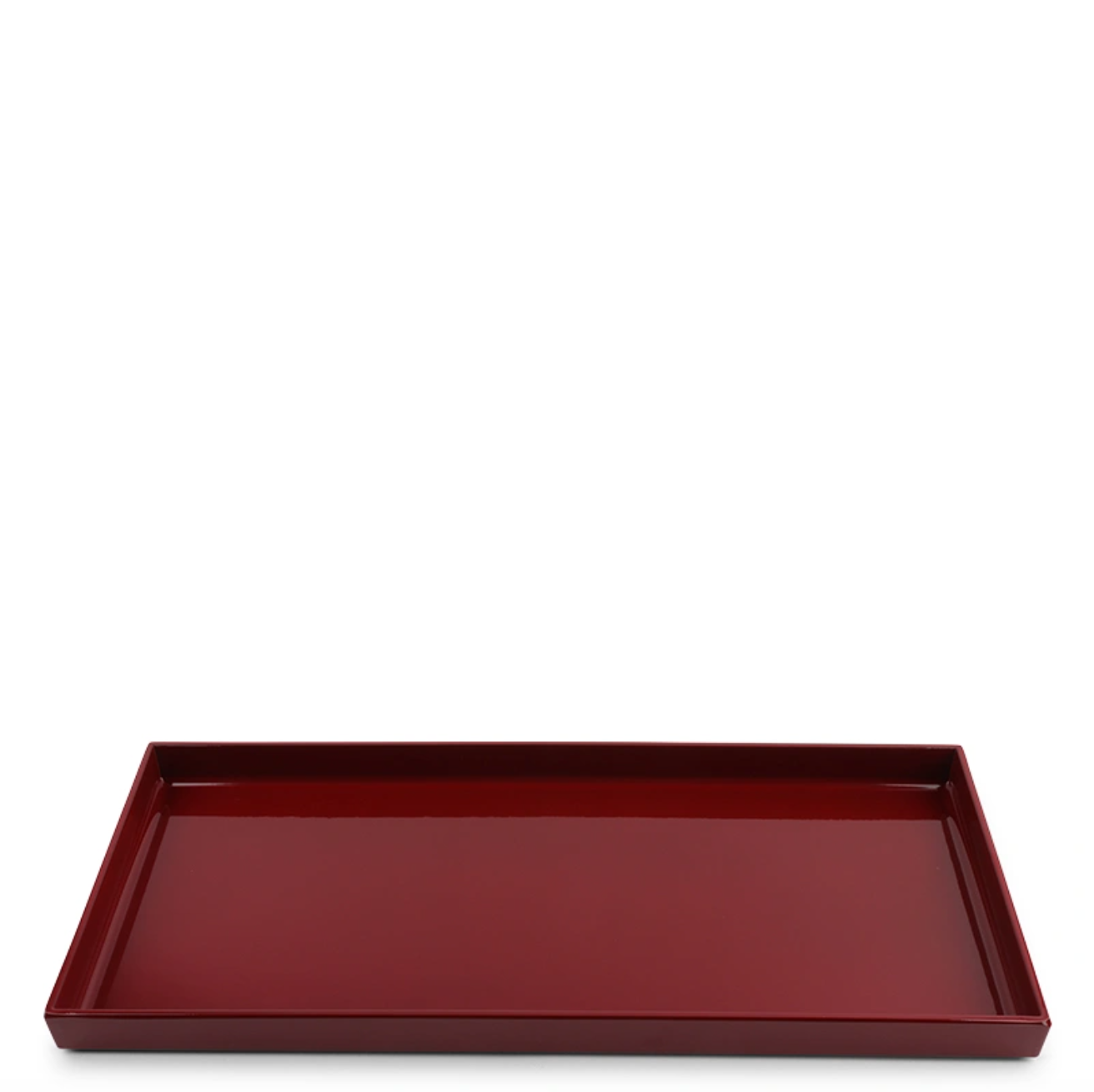 Narrow Rectangular Lacquered Tray, Red