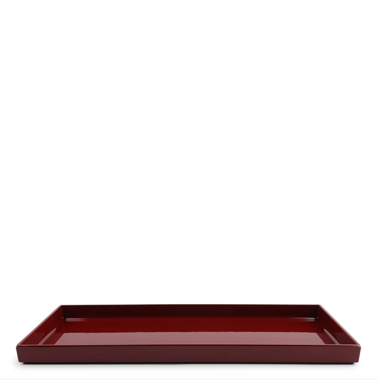 Narrow Rectangular Lacquered Tray, Red