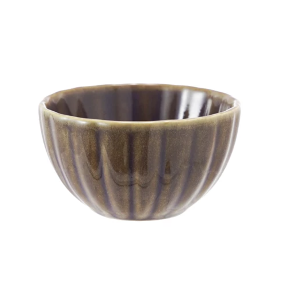 Ribbed Stoneware Sauce Bowls, Plum