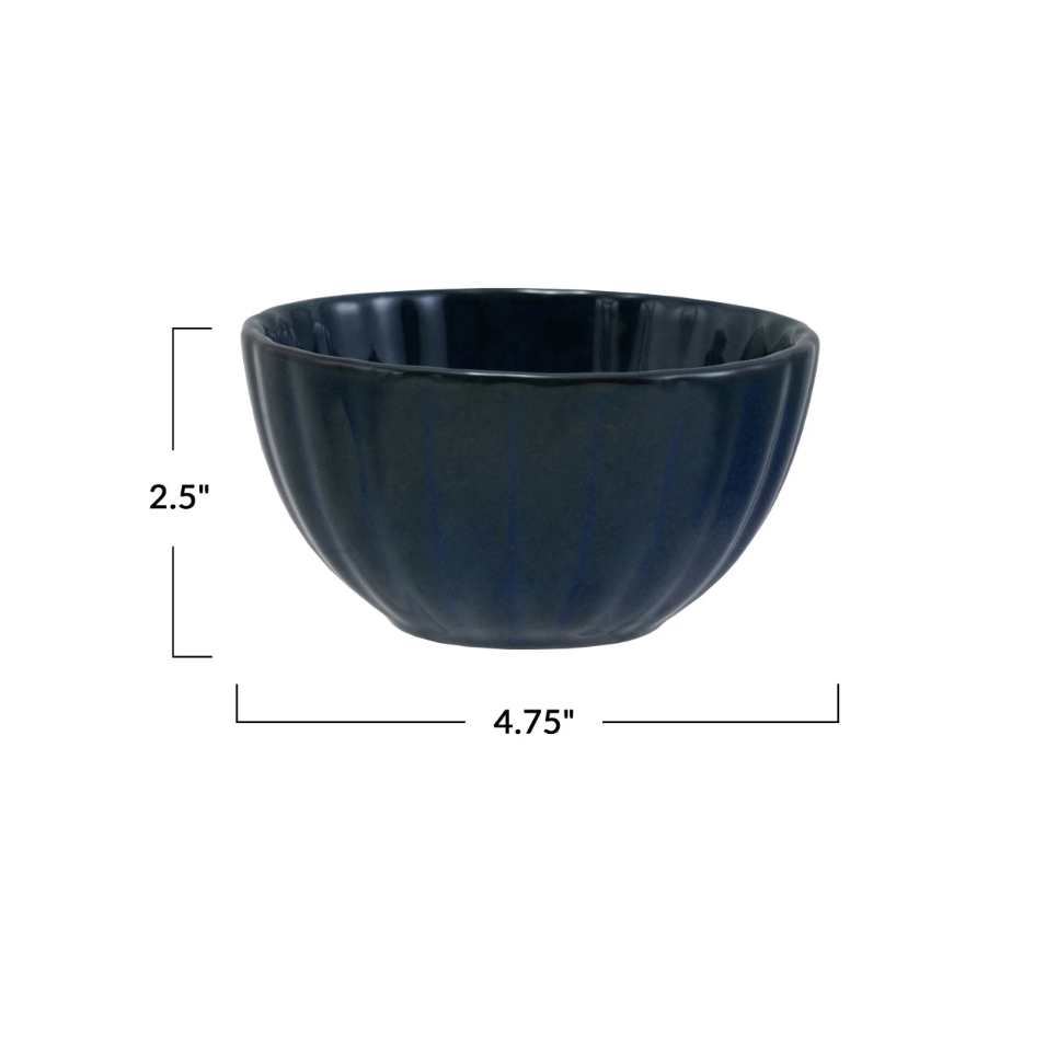 Ribbed Stoneware Sauce Bowls, Blue