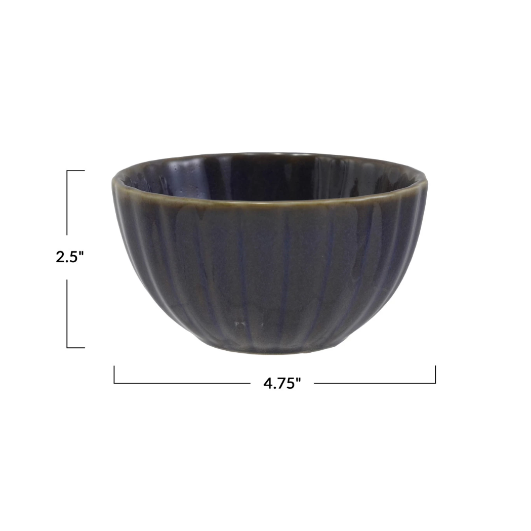 Ribbed Stoneware Sauce Bowls, Plum
