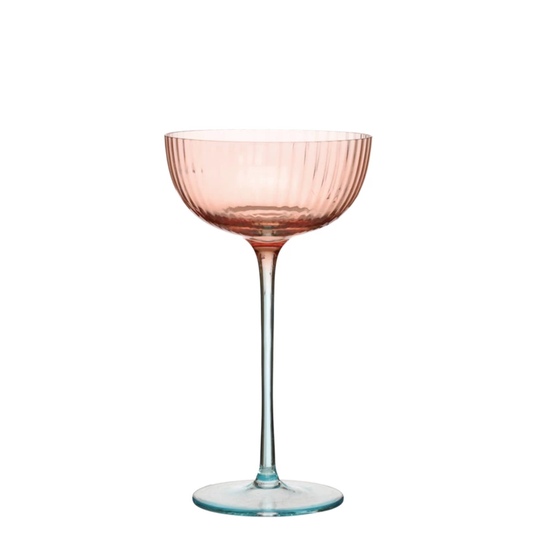 Pink Ribbed Champagne Coupe