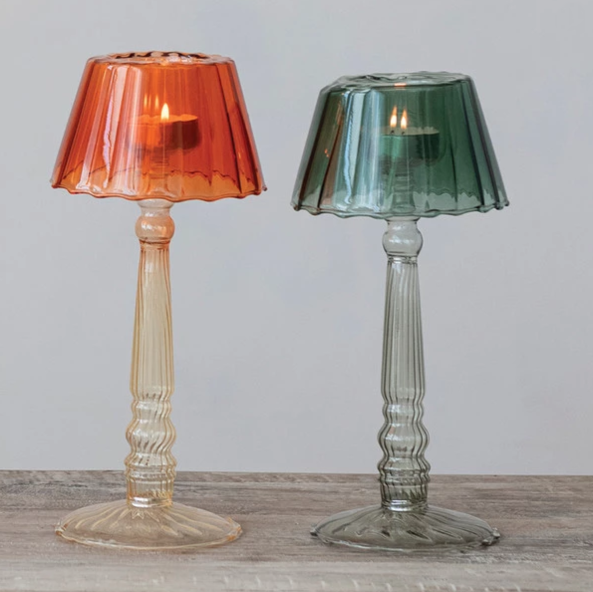 Glass Ribbed Tealight Holder