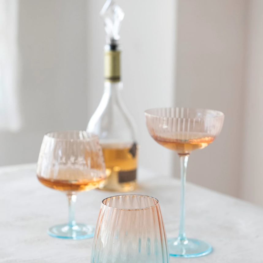 Pink Ribbed Champagne Coupe