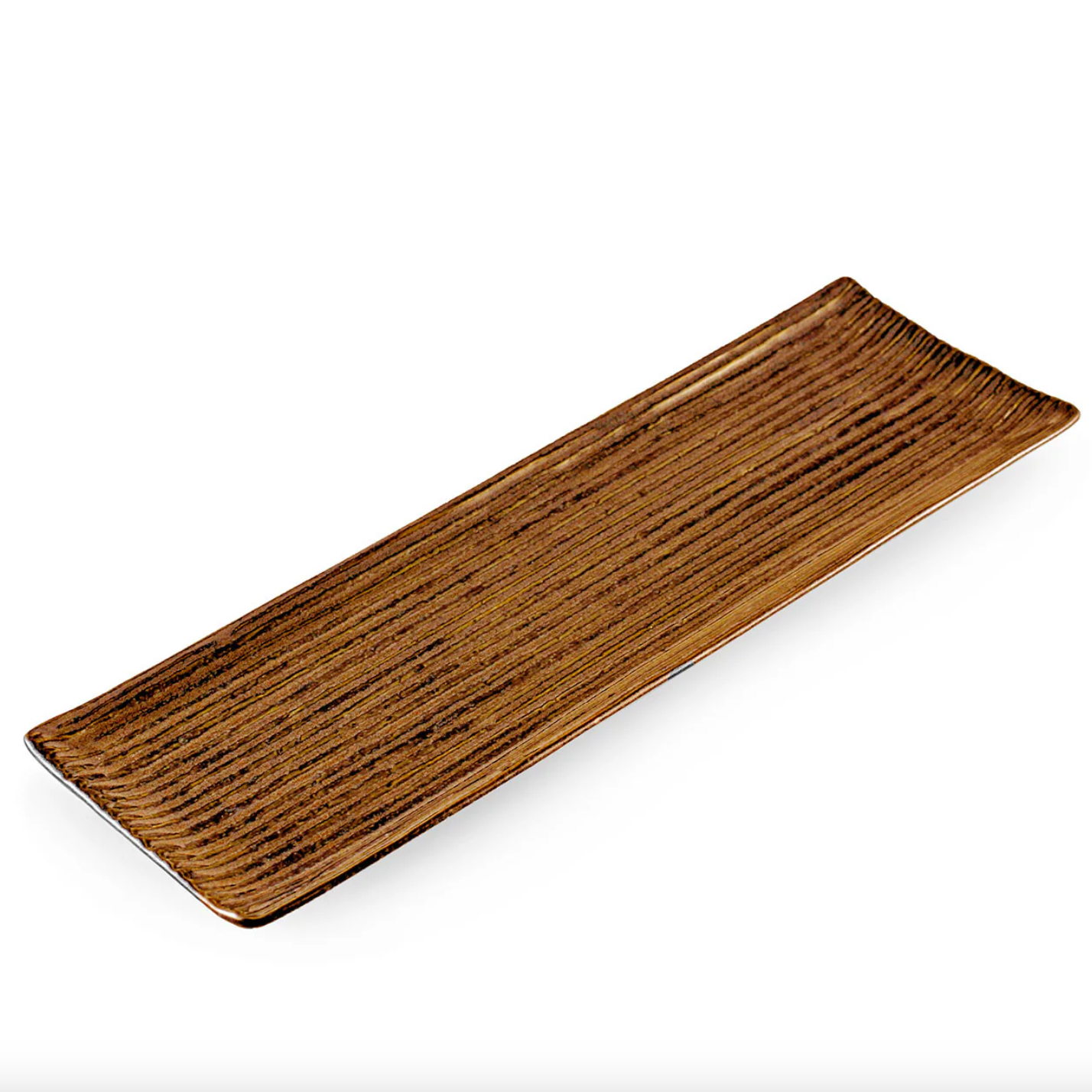 Long Ridged Rectangle Plate, Brown