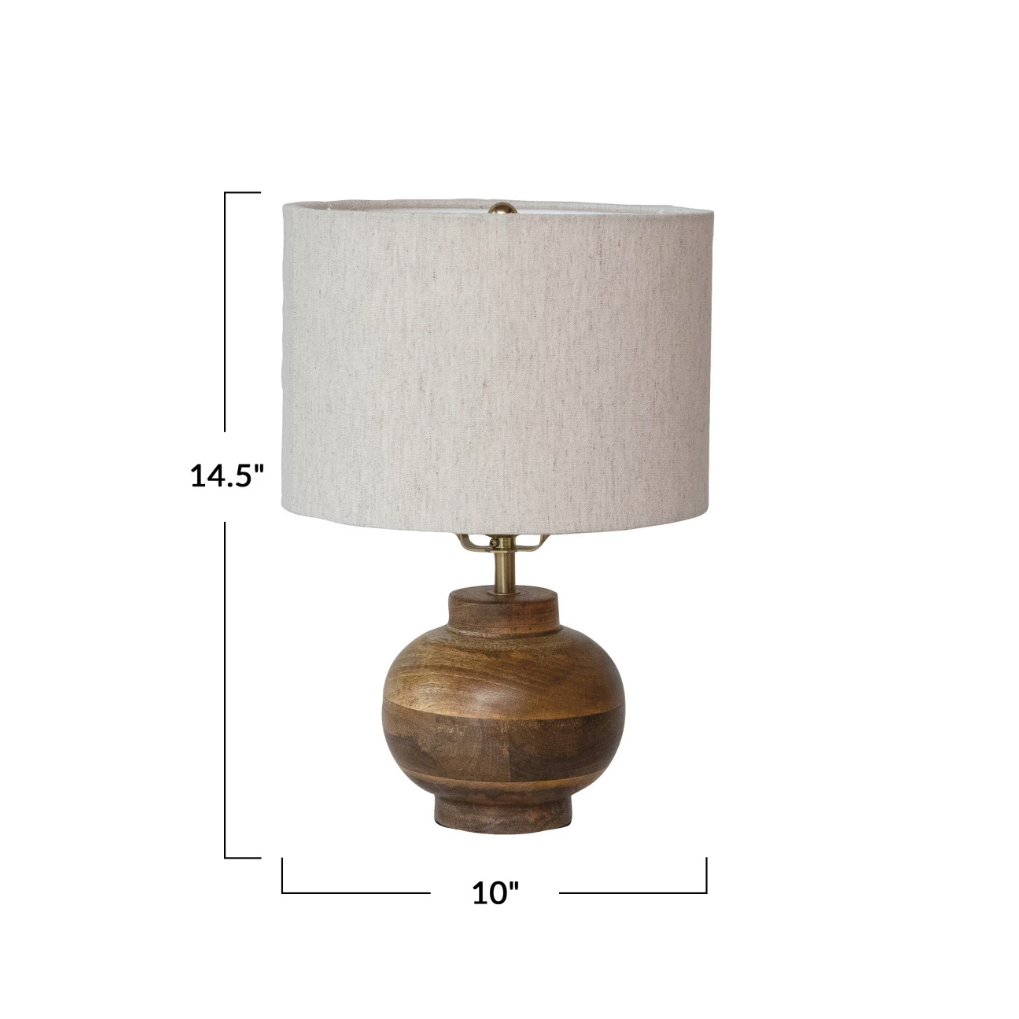 Round Mango Wood Table Lamp