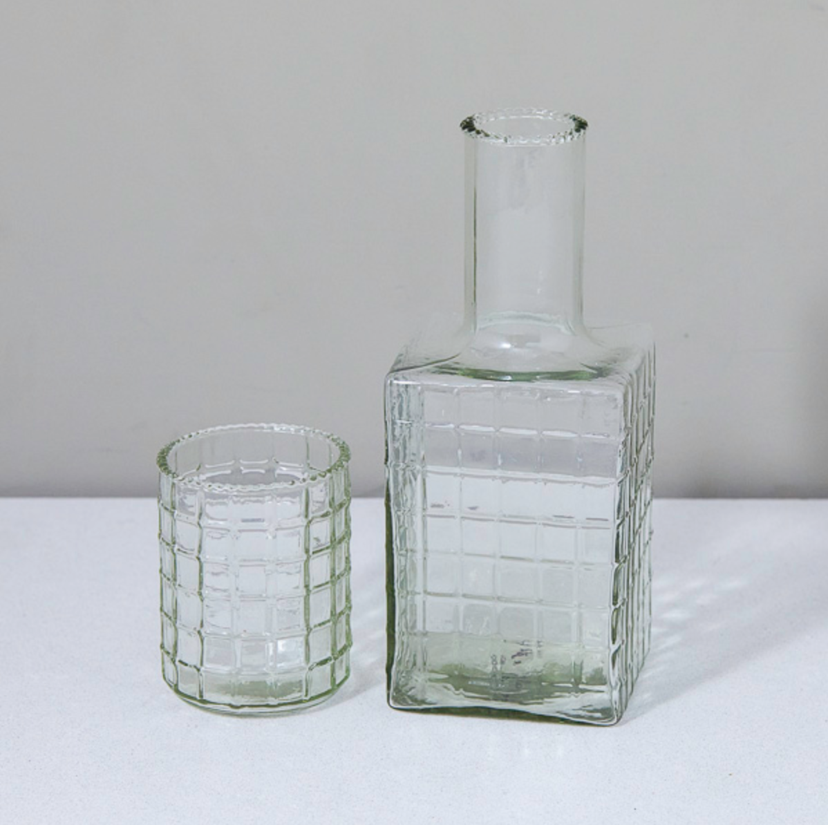 Ruffle Glass Carafe Set with Tumbler