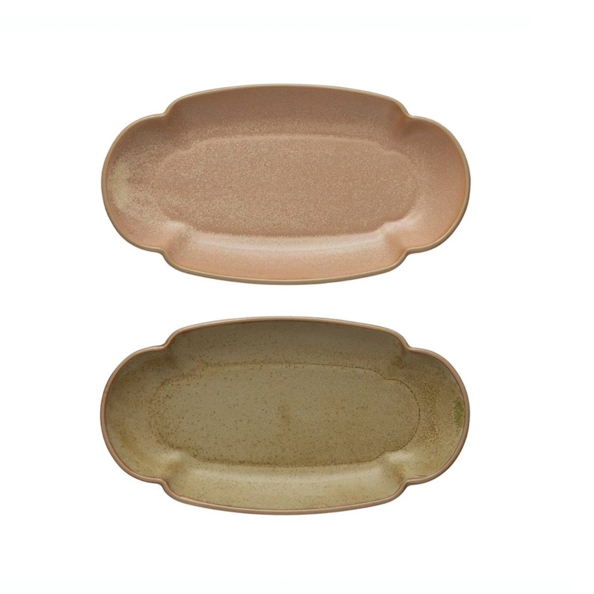 Scalloped Stoneware Oval Plate