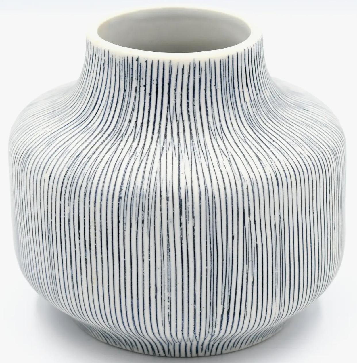 Handmade Gourd Coral Vase, Blue Lines