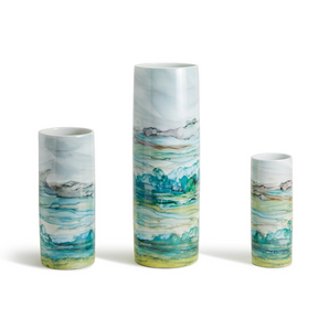 Tall Cylinder Vase, Aqua Sea