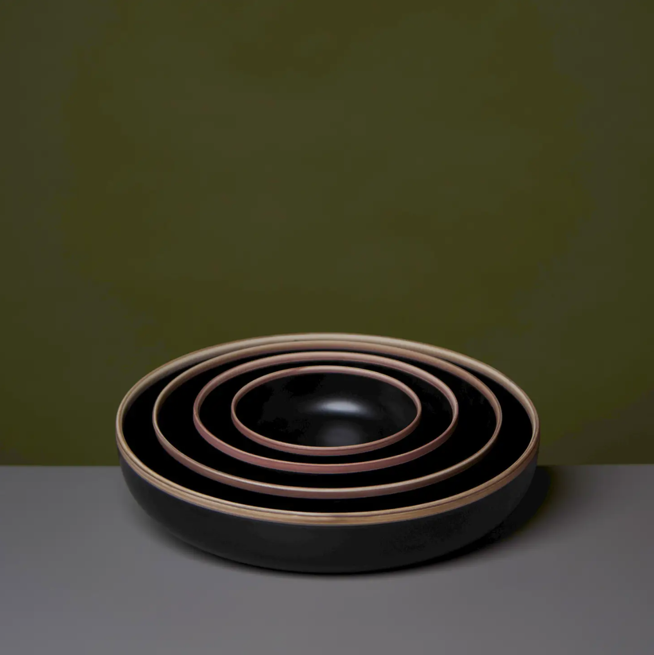 Porcelain Nesting Bowls, Matte Black