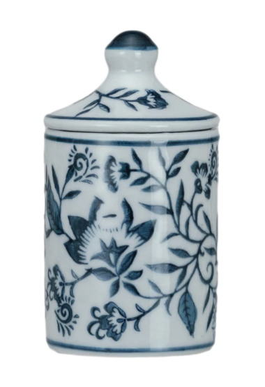 Hand Painted Blue & White Stoneware Spice Jar