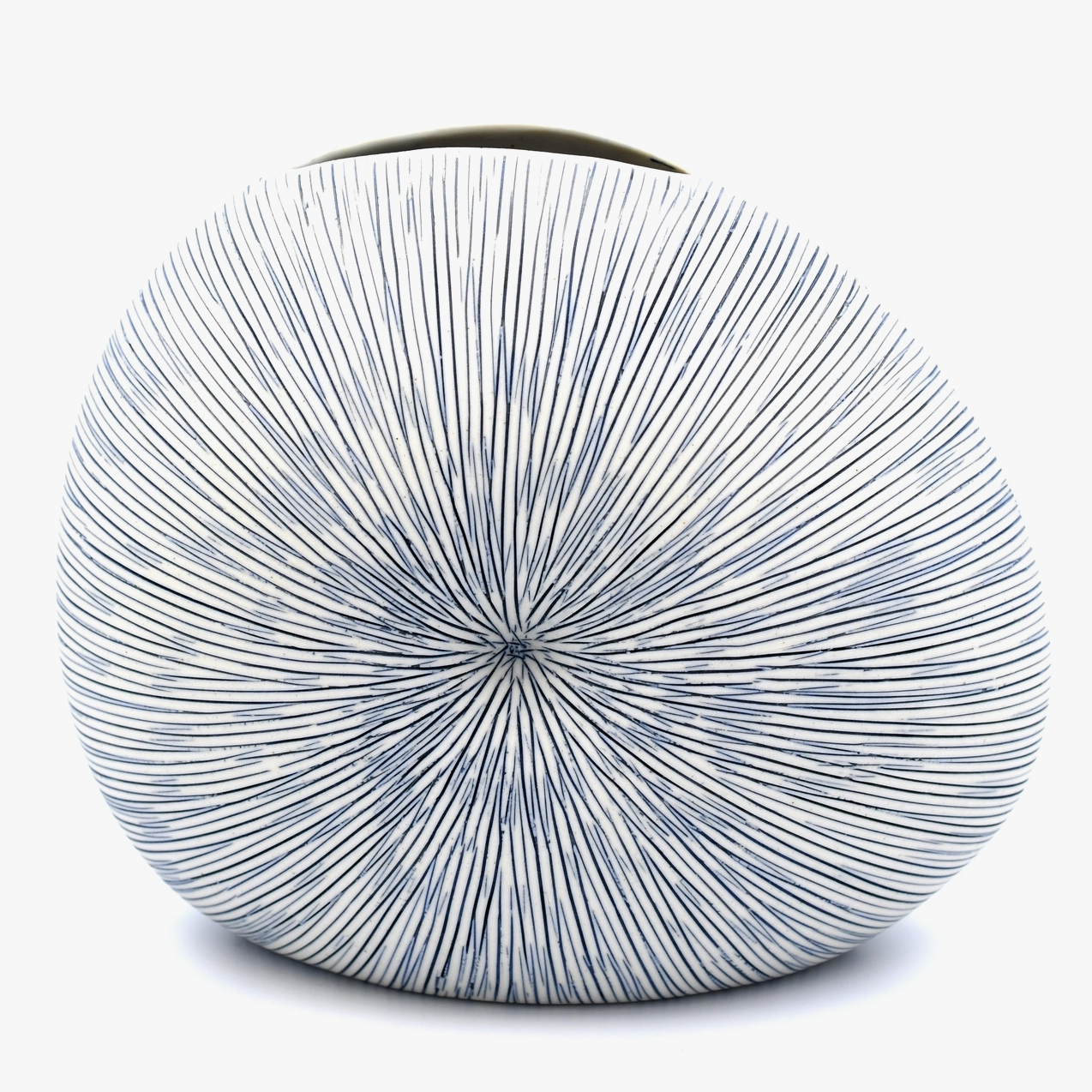 Handmade Seashell Vase, Medium, Blue Lines