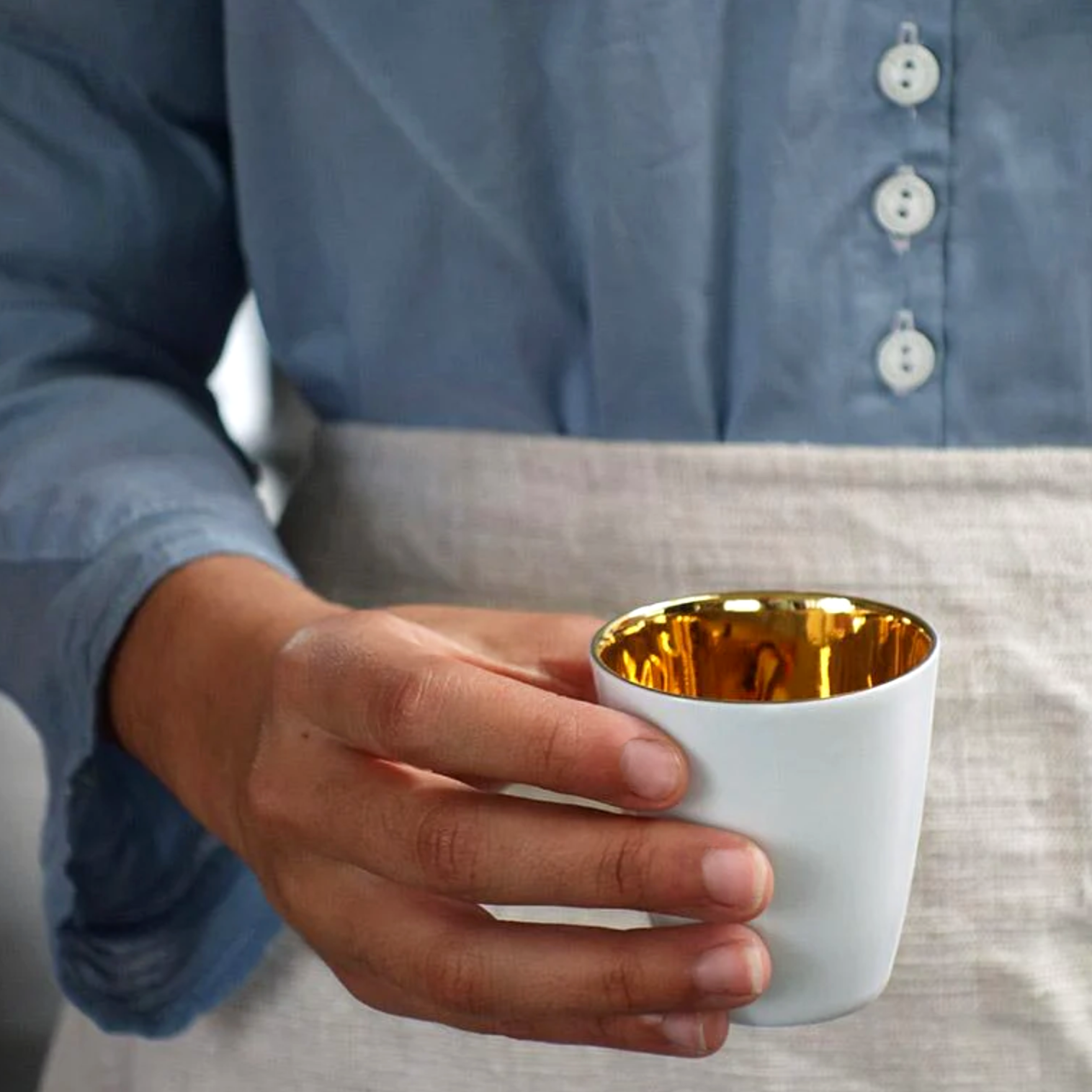 Espresso Cup, Gold & Porcelain