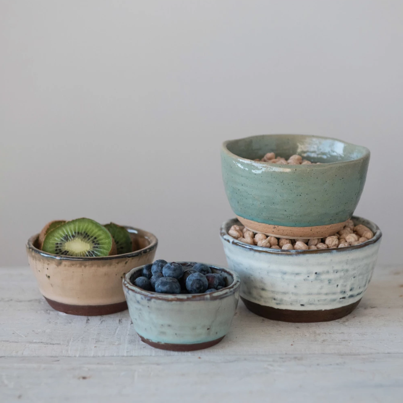 Rustic Stoneware Nesting Bowls, Set of 4