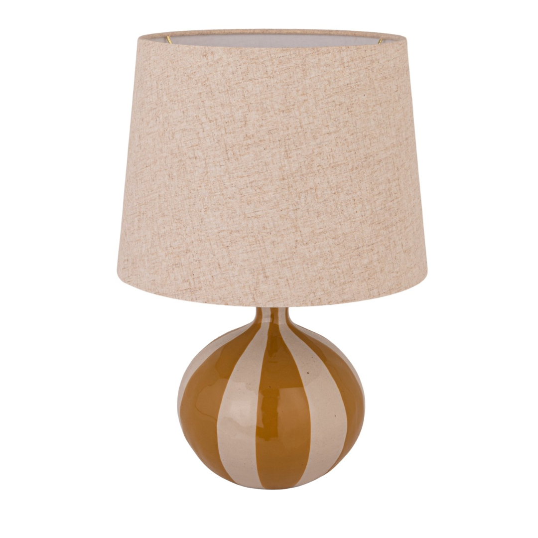 Hand Painted Striped Table Lamp w/ Linen Shade
