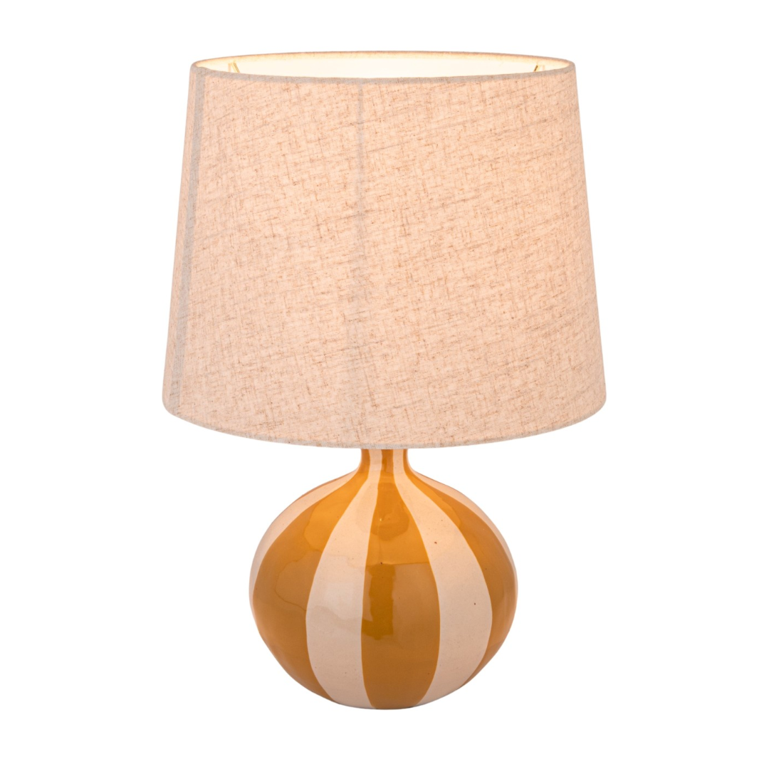 Hand Painted Striped Table Lamp w/ Linen Shade