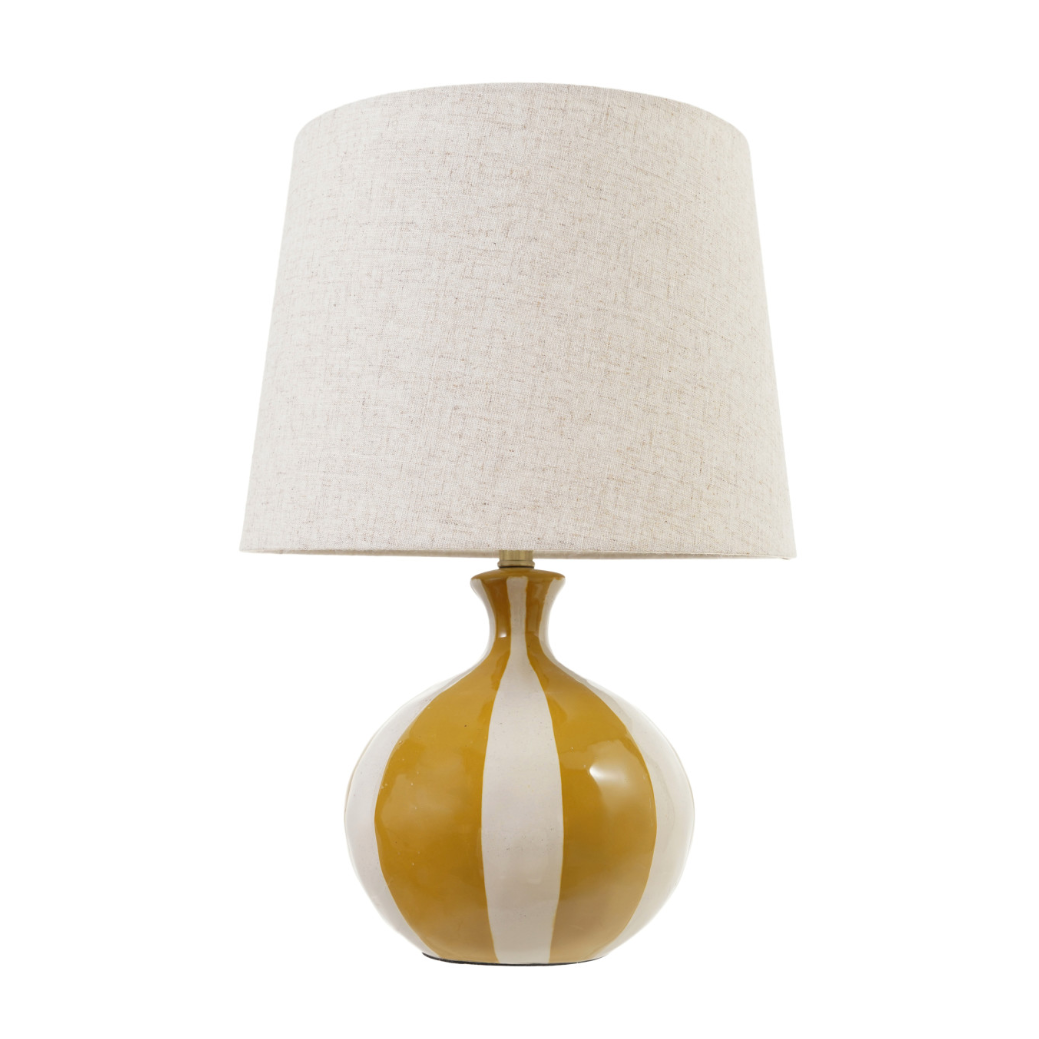 Hand Painted Striped Table Lamp w/ Linen Shade