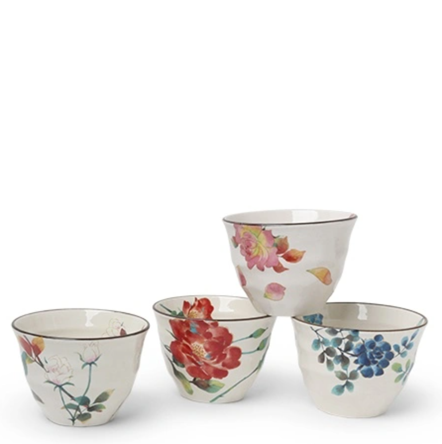 Summer Bloom Tea Cups, Set of 4
