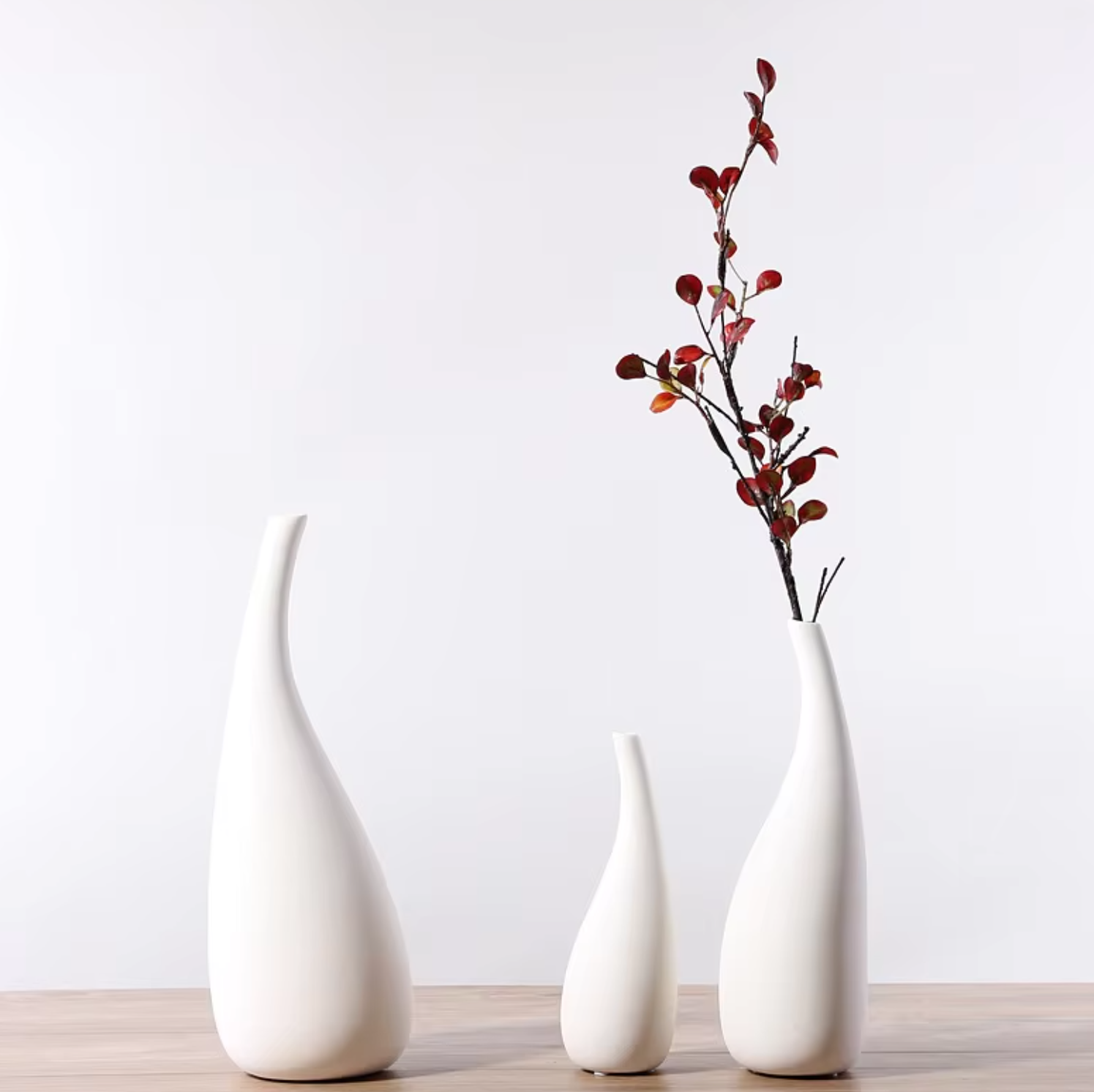 Tear Drop Porcelain Vase, White