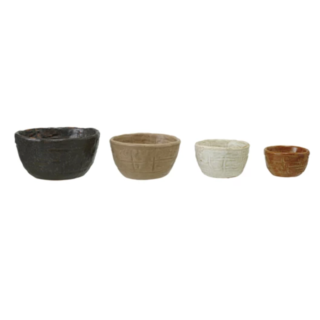 Textured Stoneware Nesting Bowls, Set of 4