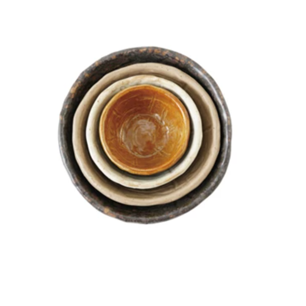 Textured Stoneware Nesting Bowls, Set of 4