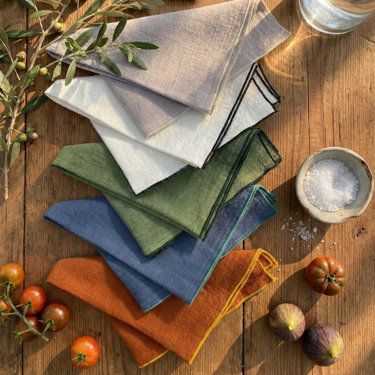 Thieffry Contrast Trim Linen Napkin, Bisque
