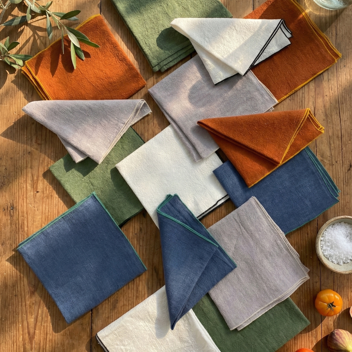Thieffry Contrast Trim Linen Napkin, Sienna