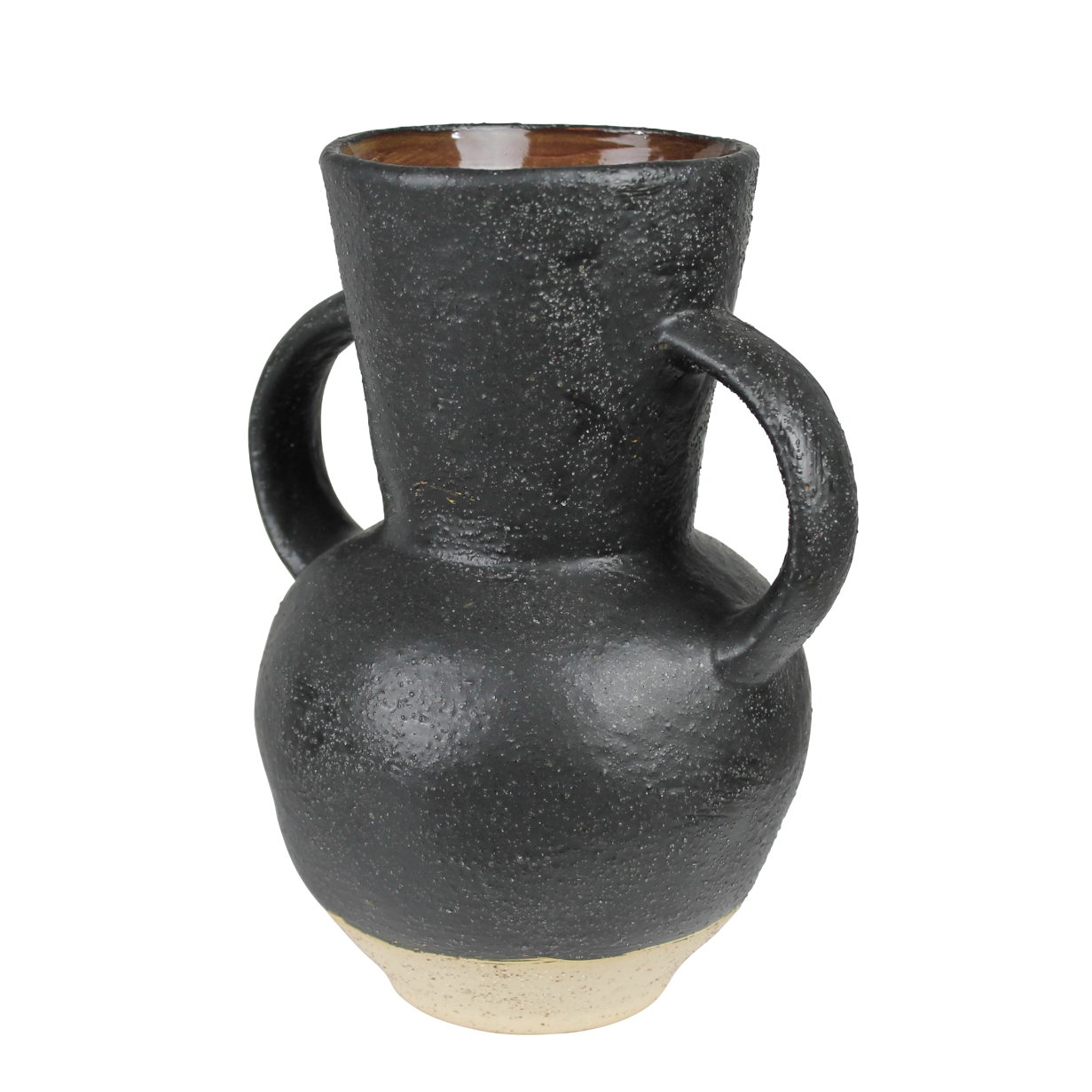 Umbria Ceramic Vase, Black Amphora