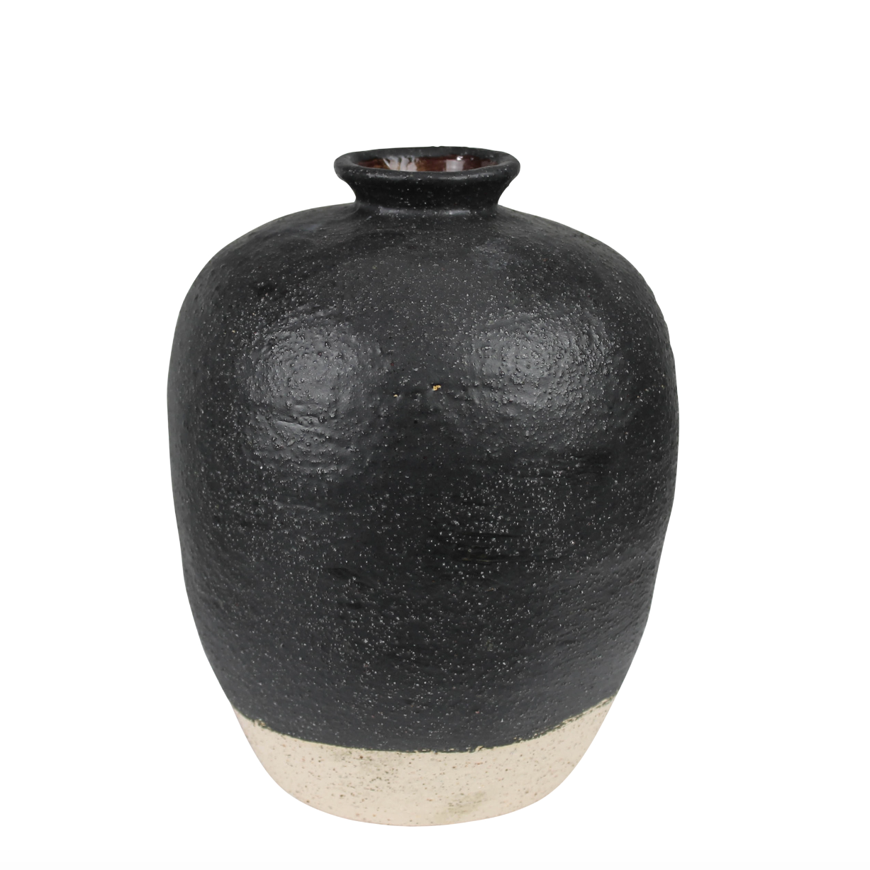 Umbria Ceramic Vase, Black Drum