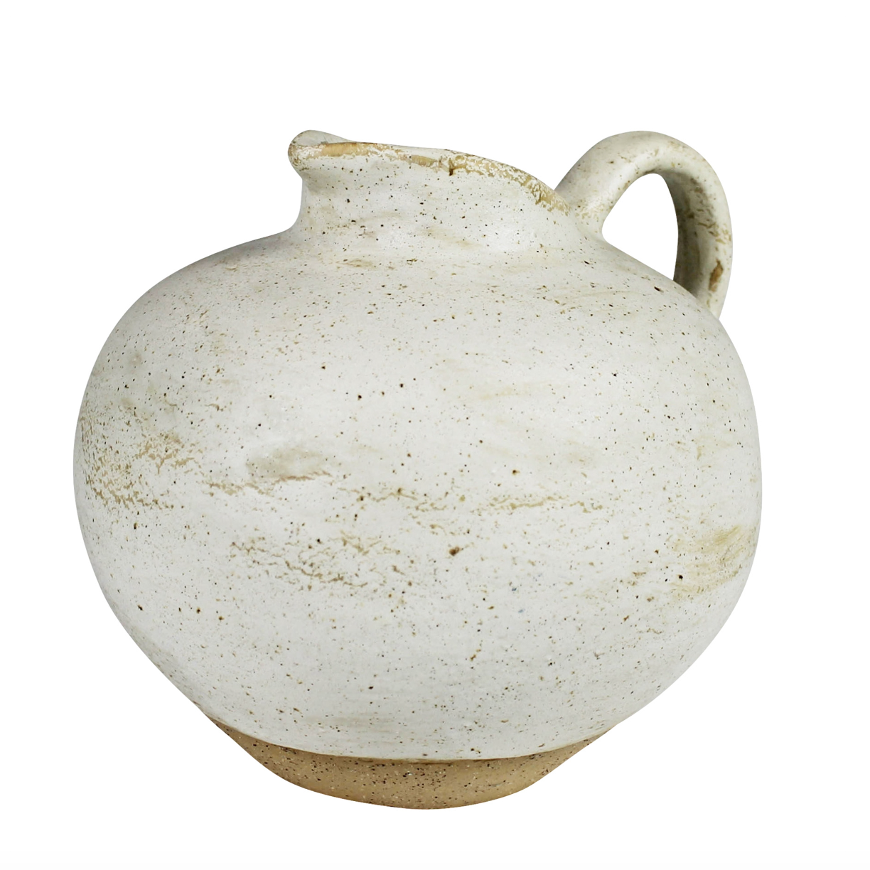 Umbria Ceramic Vase, White Round Pitcher