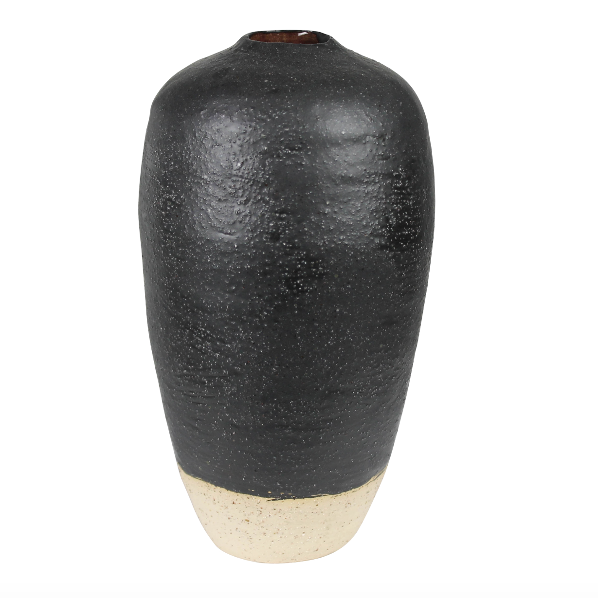 Umbria Ceramic Vase, Black Urn