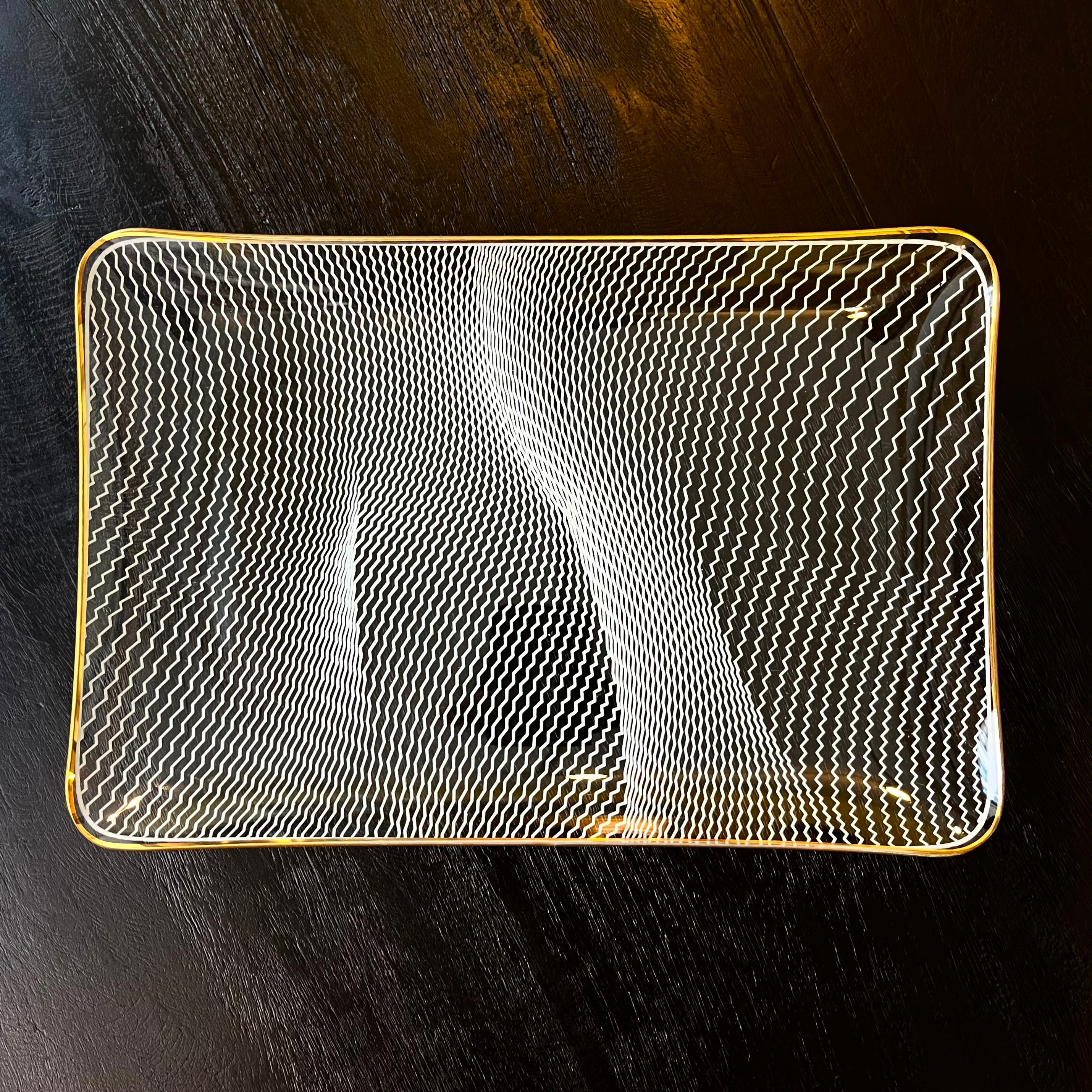 Vintage Art Deco Etched Glass Tray