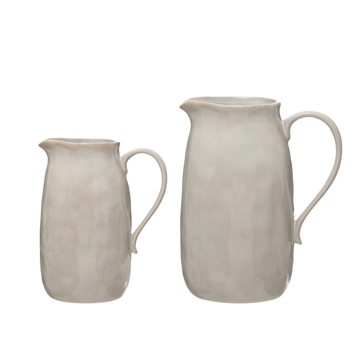 Handcrafted White Stoneware Pitcher, Tall