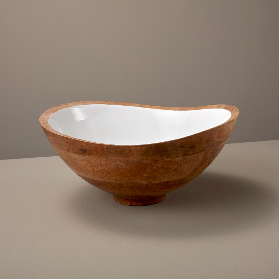 Wide Mango Wood and Lacquer Bowl