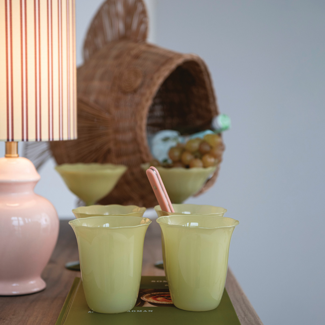 Yellow Scalloped Glass Tumbler