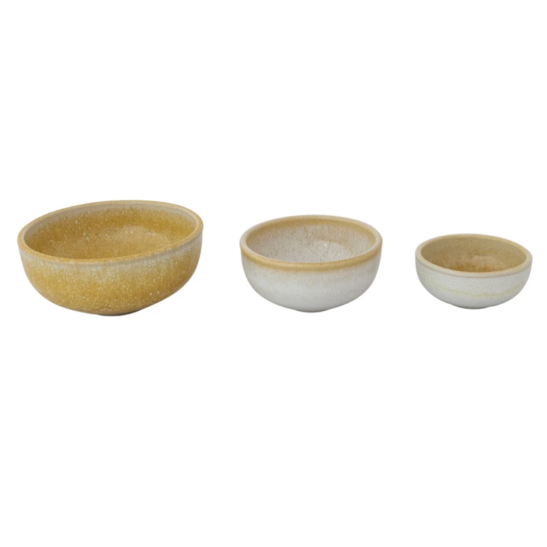 Yellow Stoneware Nesting Bowls, Set of 3