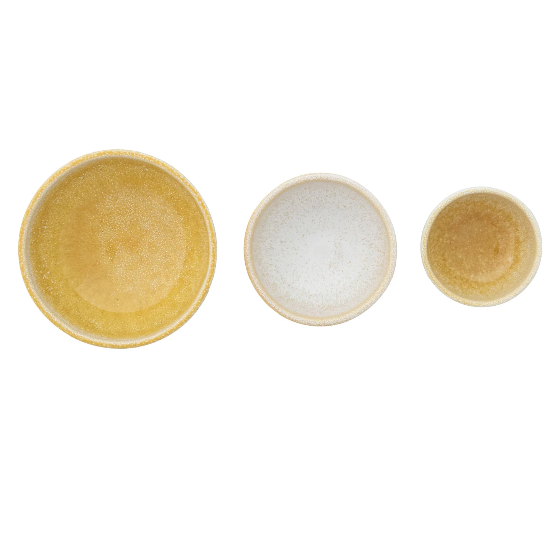 Yellow Stoneware Nesting Bowls, Set of 3
