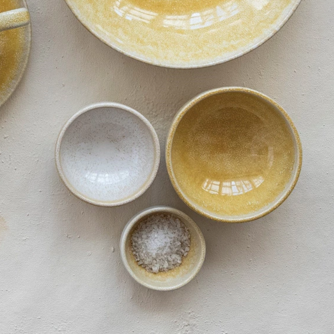 Yellow Stoneware Nesting Bowls, Set of 3
