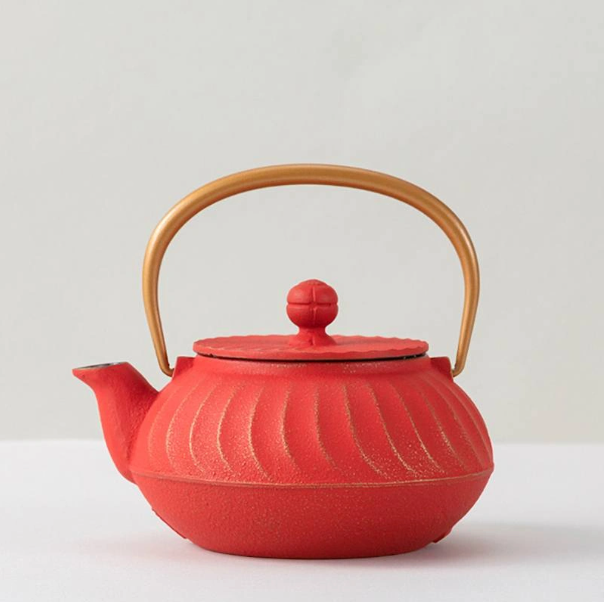 Wave Cast Iron Teapot, Red