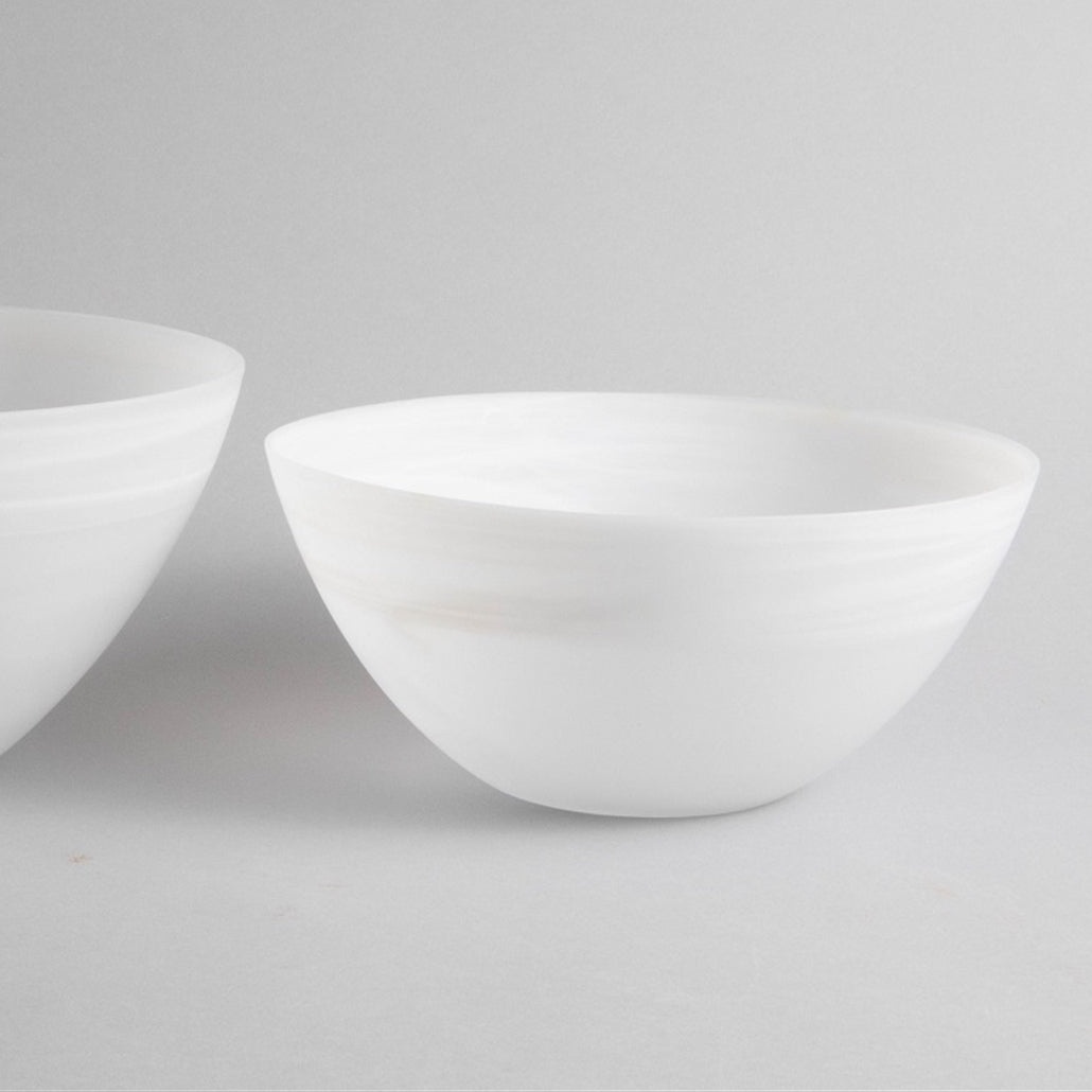 Glass Bowl top White Swirl