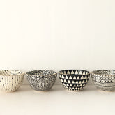 Black & White Stoneware Bowls, Set of 4