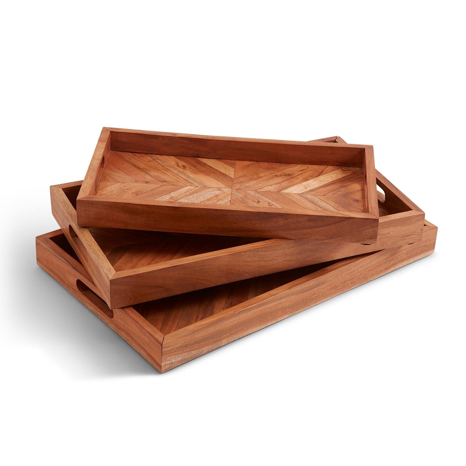 Parquet Woven Wood Trays