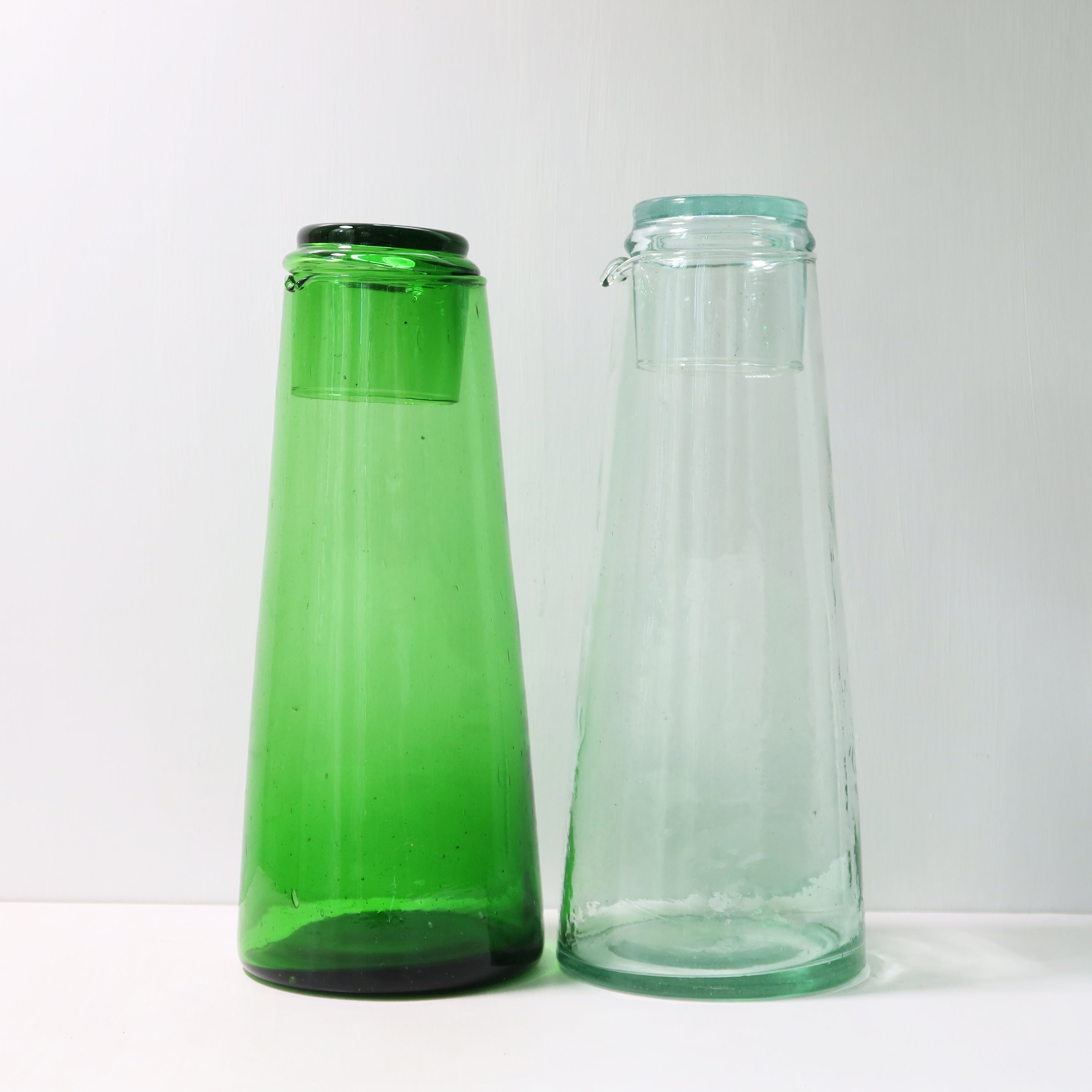 (Green) Moroccan Tapered Glass Carafe, Large