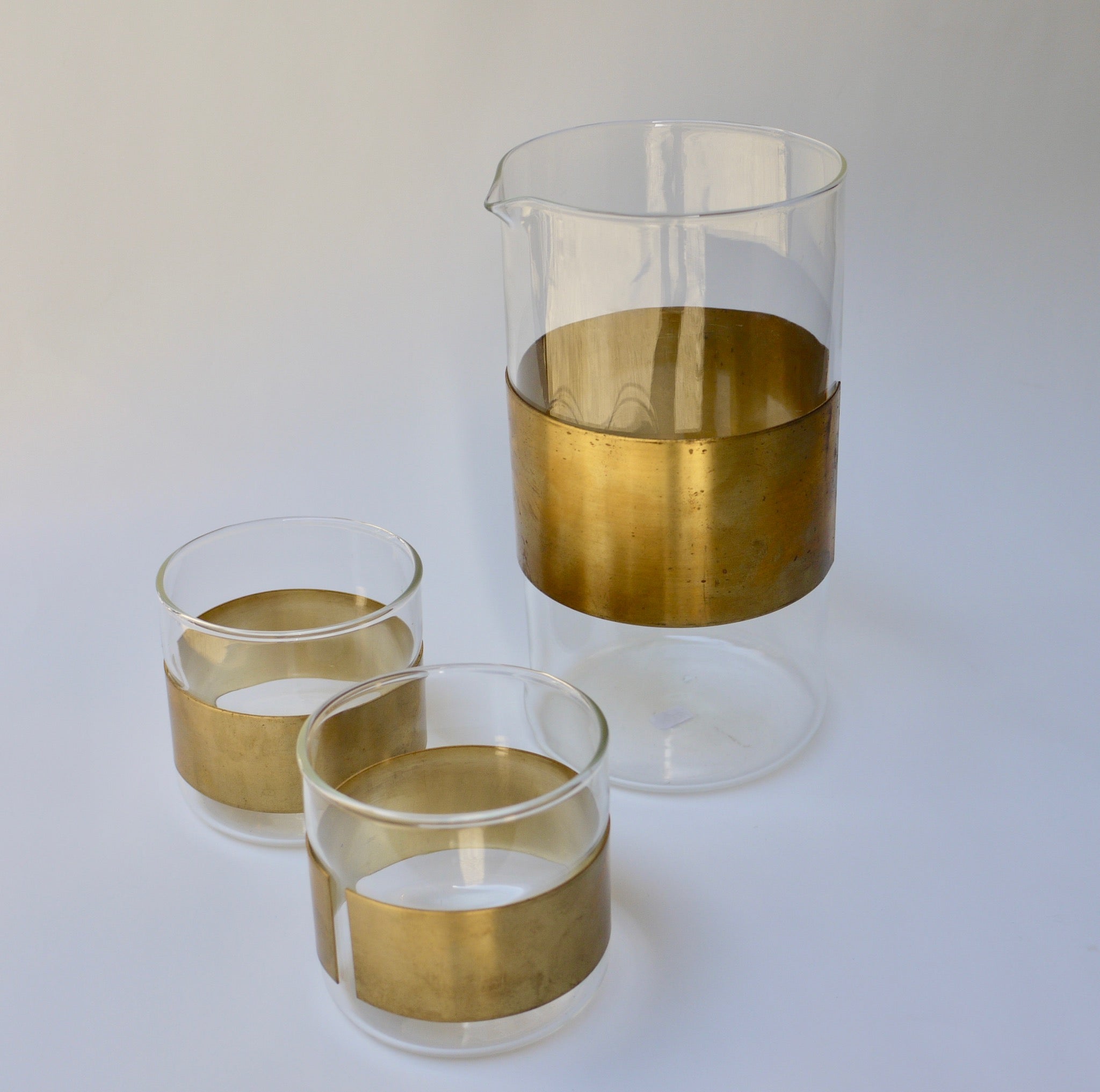 Copper Belted Carafe and Tumblers set
